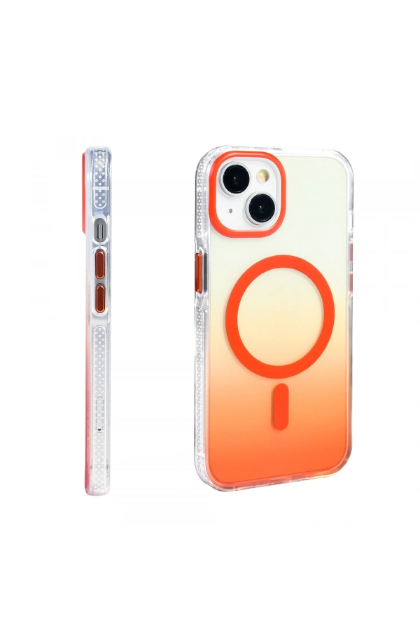 Apple iPhone 13 Kılıf M-safe Şarj Özellikli Transparan Renk Geçişli Zore Toros Kapak