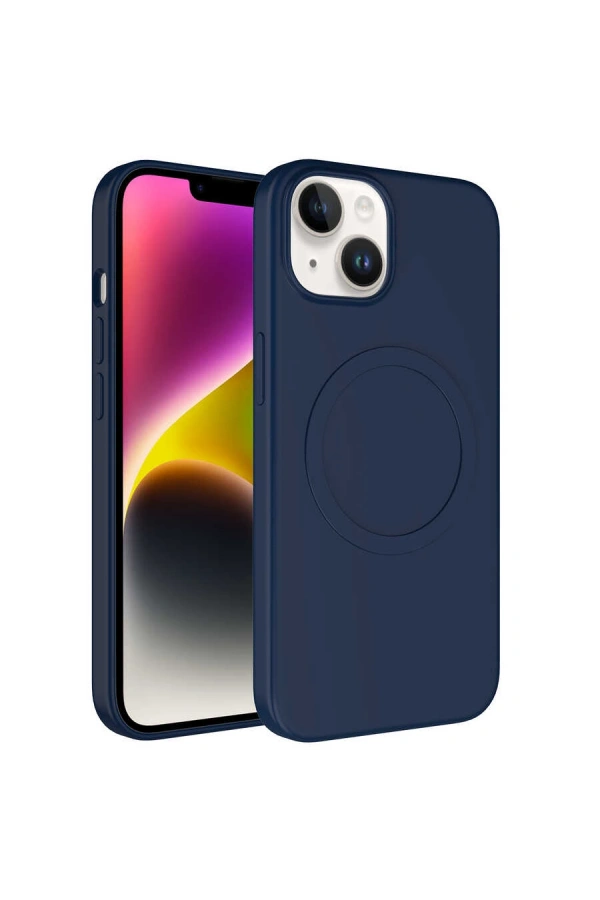 Apple iPhone 13 Kılıf M-safe Wireless Şarj Özellikli Pastel Renk Silikon Zore Plas Kapak