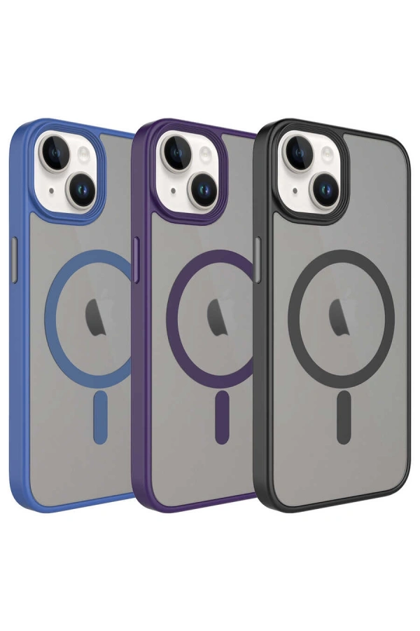 Apple iPhone 13 Kılıf Mat Arka Yüzey Wireless Şarj Özellikli Zore Flet M-safe Kapak
