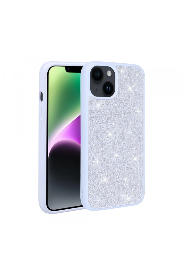 Apple iPhone 13 Kılıf Parlak Taşlı Tasarım Zore Ston Kapak