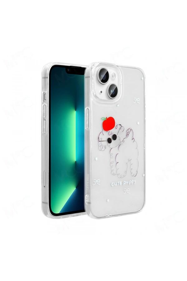 Apple iPhone 13 Kılıf Şeffaf Figürlü Zore Folk Sert Kapak