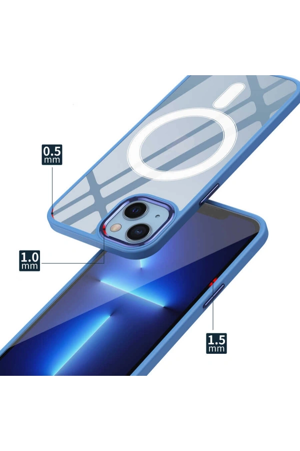 Apple iPhone 13 Kılıf Wireless Şarj Özellikli Zore Krom M-safe Silikon Kapak