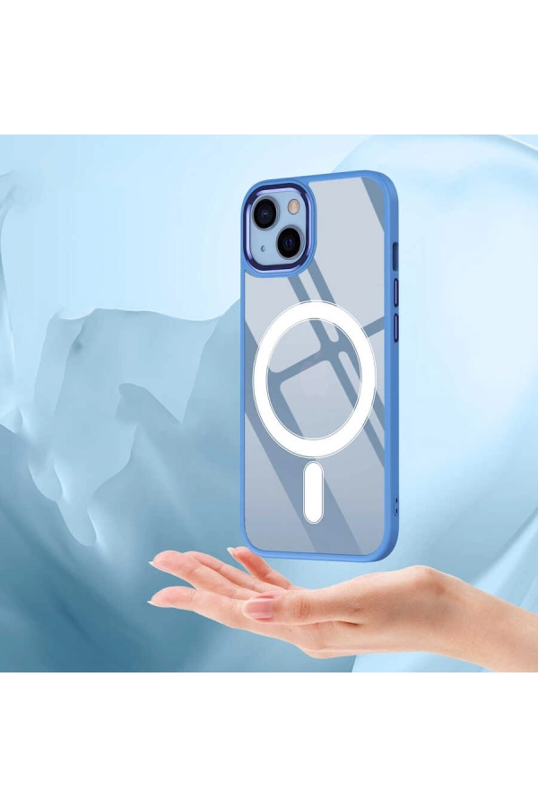 Apple iPhone 13 Kılıf Wireless Şarj Özellikli Zore Krom M-safe Silikon Kapak