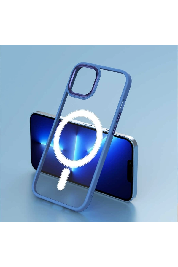 Apple iPhone 13 Kılıf Wireless Şarj Özellikli Zore Krom M-safe Silikon Kapak