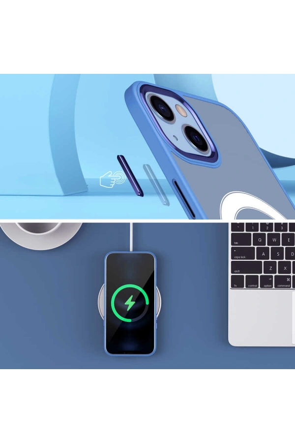 Apple iPhone 13 Kılıf Wireless Şarj Özellikli Zore Krom M-safe Silikon Kapak