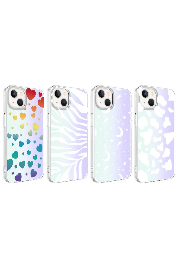 Apple iPhone 13 Kılıf Zore M-Blue Desenli Kapak