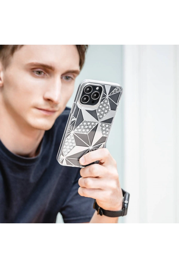 Apple iPhone 13 Pro Kılıf Çift IMD Baskılı Lisanslı Switcheasy Artist Asanoha Kapak