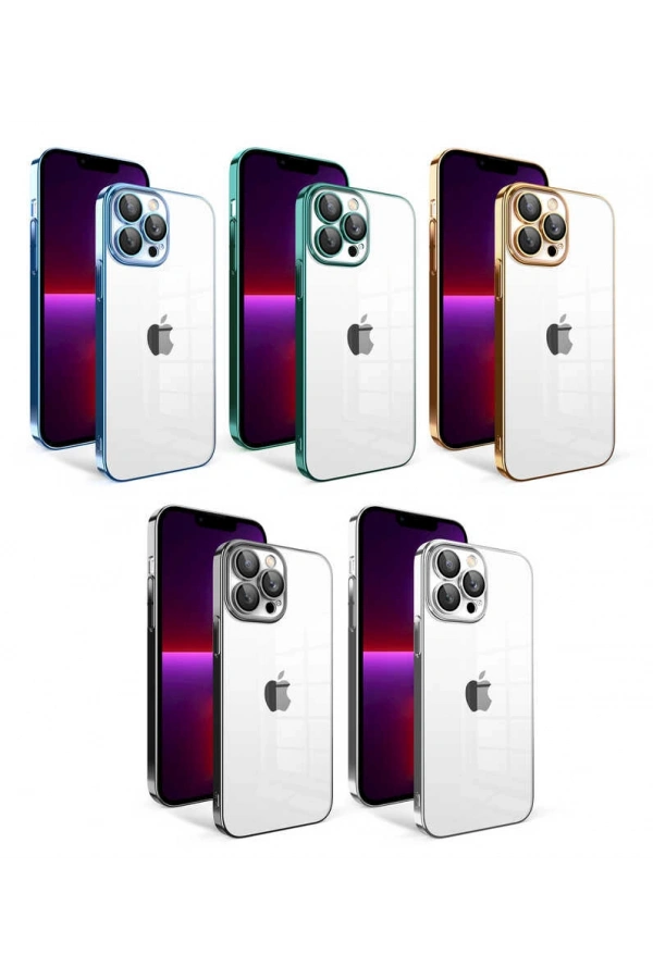Apple iPhone 13 Pro Kılıf Kamera Korumalı Renkli Çerçeveli Zore Garaj Kapak