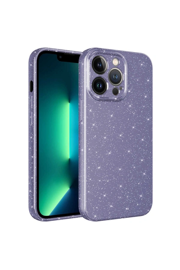 Apple iPhone 13 Pro Kılıf Kamera Korumalı Simli Lüks Zore Koton Kapak