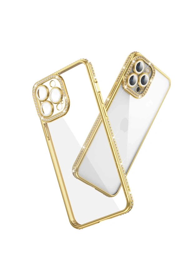Apple iPhone 13 Pro Kılıf Kamera Korumalı Taşlı Zore Mina Kapak