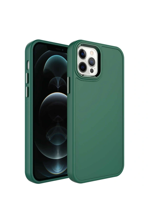 Apple iPhone 13 Pro Kılıf Metal Çerçeve ve Buton Tasarımlı Sert Zore Botox Kapak