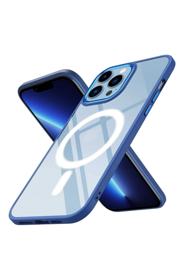 Apple iPhone 13 Pro Kılıf Wireless Şarj Özellikli Zore Krom M-safe Silikon Kapak