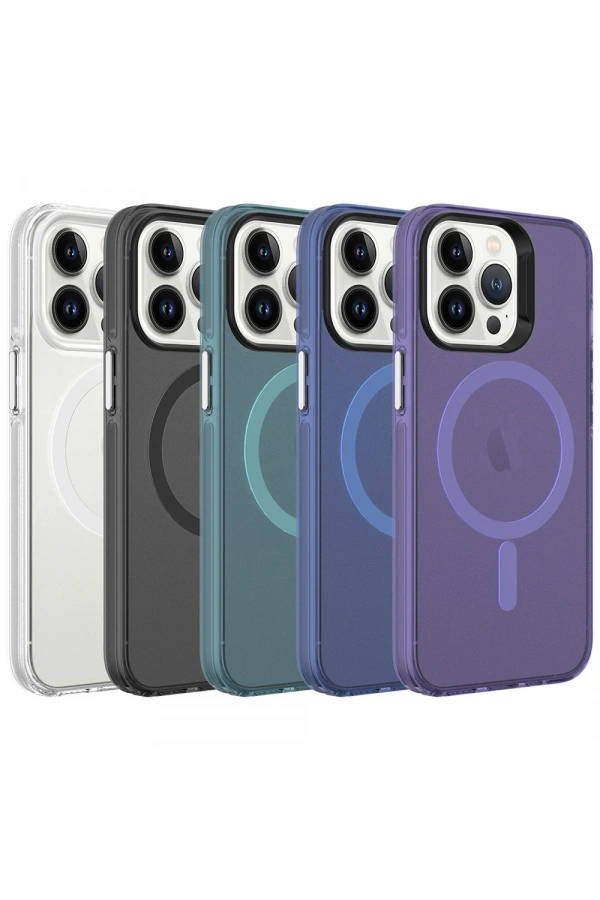 Apple iPhone 13 Pro Kılıf Zore M-safe Şarj Özellikli Buzlu Transparan C-Pro Sert Kapak
