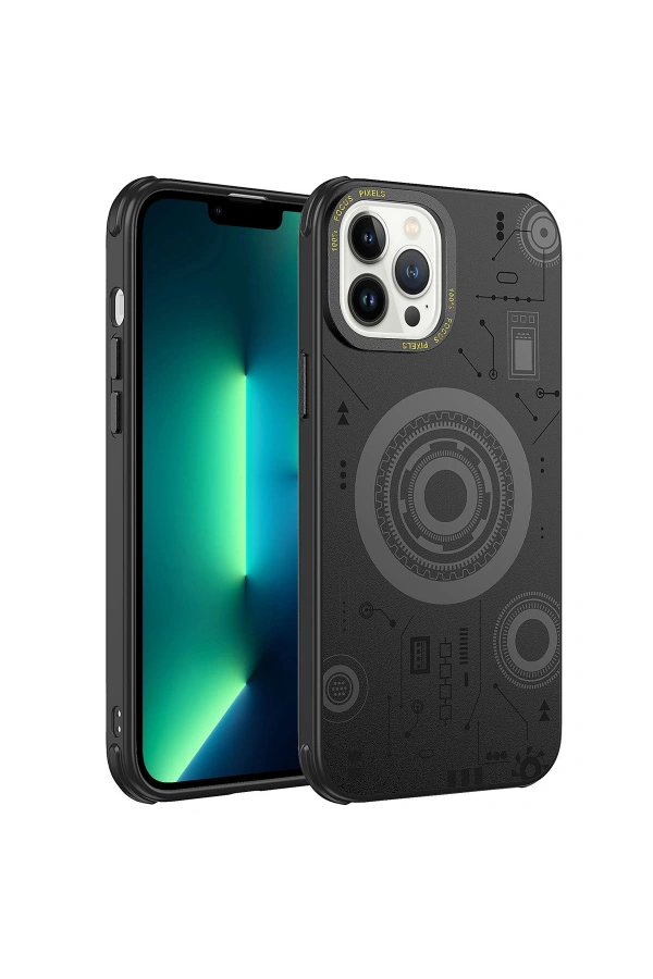 Apple iPhone 13 Pro Kılıf Zore Wireless Şarj Özellikli Desenli Hot Kapak