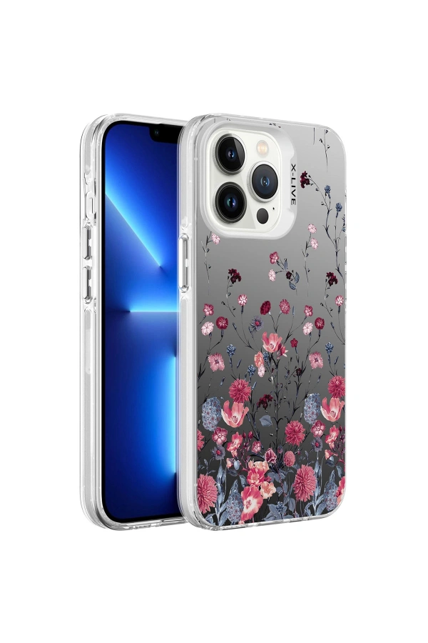 Apple iPhone 13 Pro Max Kılıf Desenli Zore Silver Sert Kapak