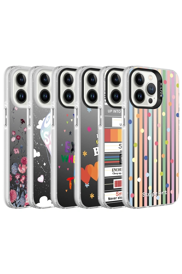 Apple iPhone 13 Pro Max Kılıf Desenli Zore Silver Sert Kapak