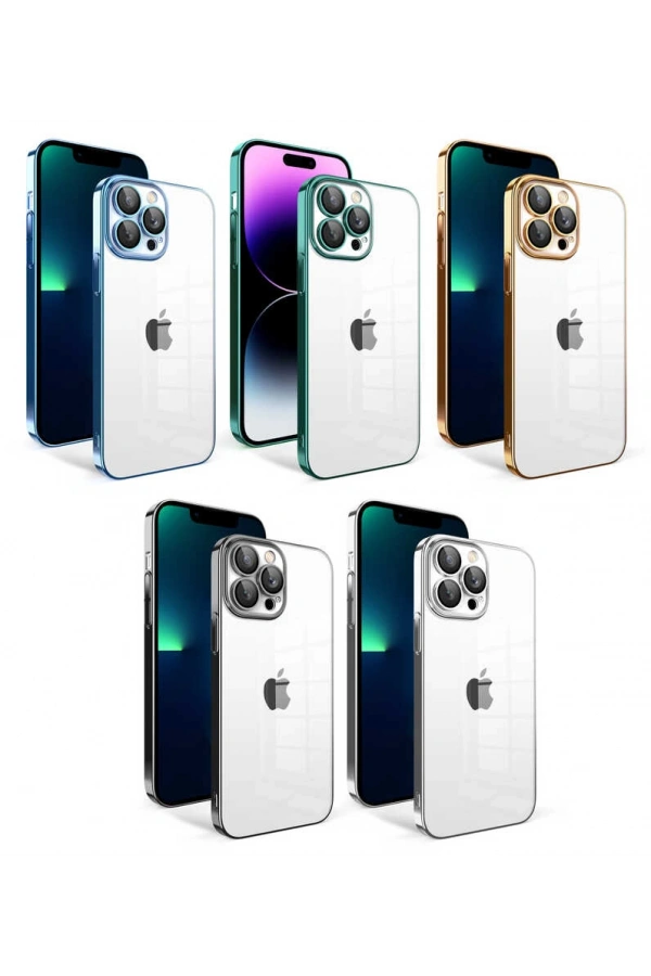 Apple iPhone 13 Pro Max Kılıf Kamera Korumalı Renkli Çerçeveli Zore Garaj Kapak