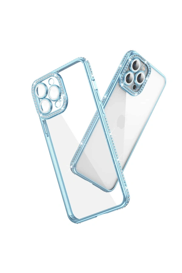 Apple iPhone 13 Pro Max Kılıf Kamera Korumalı Taşlı Zore Mina Kapak