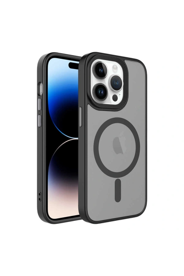 Apple iPhone 13 Pro Max Kılıf Mat Arka Yüzey Wireless Şarj Özellikli Zore Flet M-safe Kapak