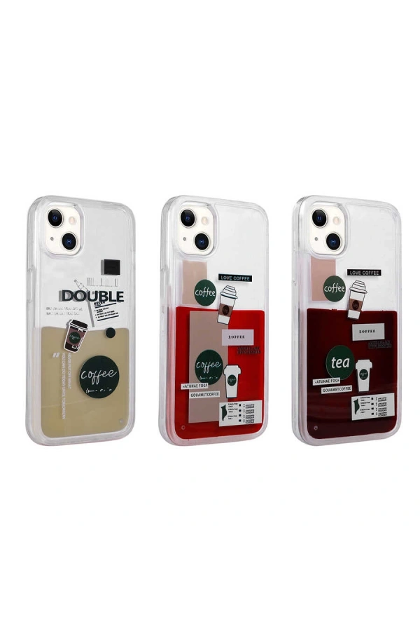 Apple iPhone 14 Kılıf Desenli Sıvılı Zore Drink Silikon Kapak