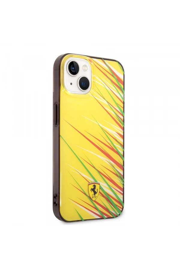 Apple iPhone 14 Kılıf Ferrari Orjinal Lisanslı Baskı Logolu Çimen Desenli Kapak