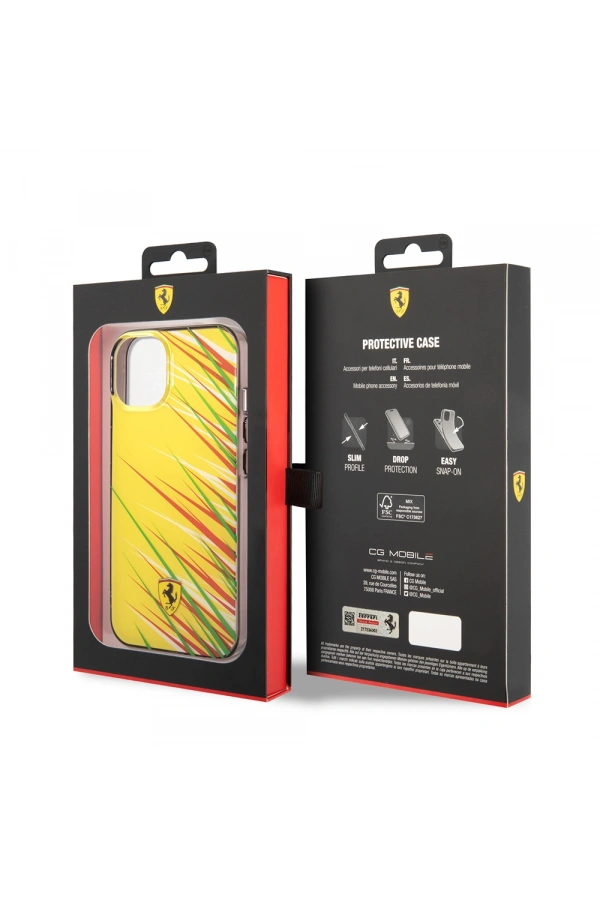 Apple iPhone 14 Kılıf Ferrari Orjinal Lisanslı Baskı Logolu Çimen Desenli Kapak