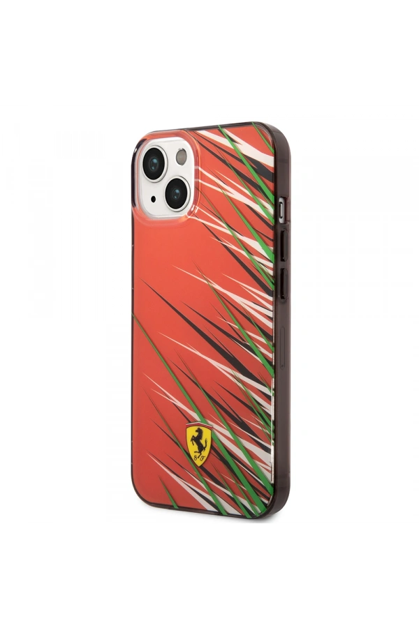 Apple iPhone 14 Kılıf Ferrari Orjinal Lisanslı Baskı Logolu Çimen Desenli Kapak