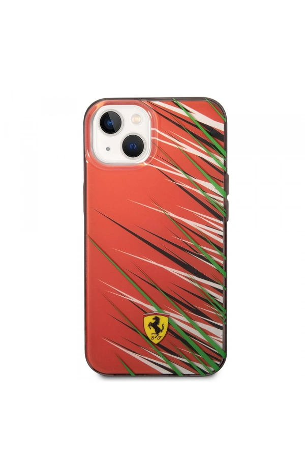 Apple iPhone 14 Kılıf Ferrari Orjinal Lisanslı Baskı Logolu Çimen Desenli Kapak
