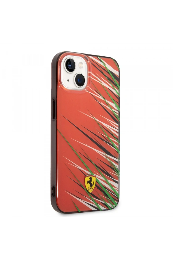Apple iPhone 14 Kılıf Ferrari Orjinal Lisanslı Baskı Logolu Çimen Desenli Kapak