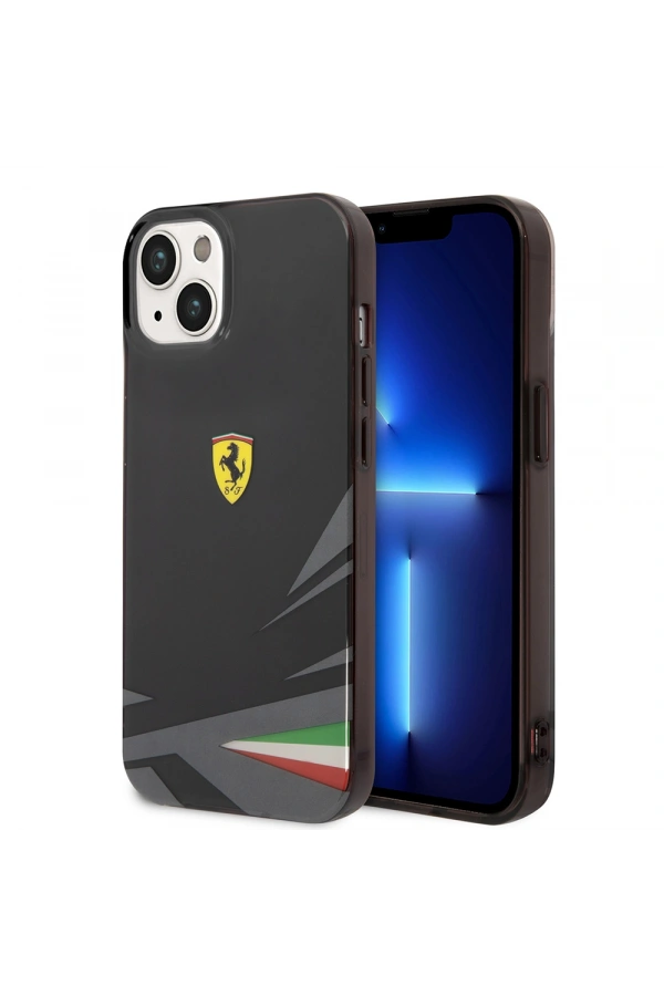 Apple iPhone 14 Kılıf Ferrari Orjinal Lisanslı Baskı Logolu İtalyan Bayrak Baskılı Dizayn Kapak