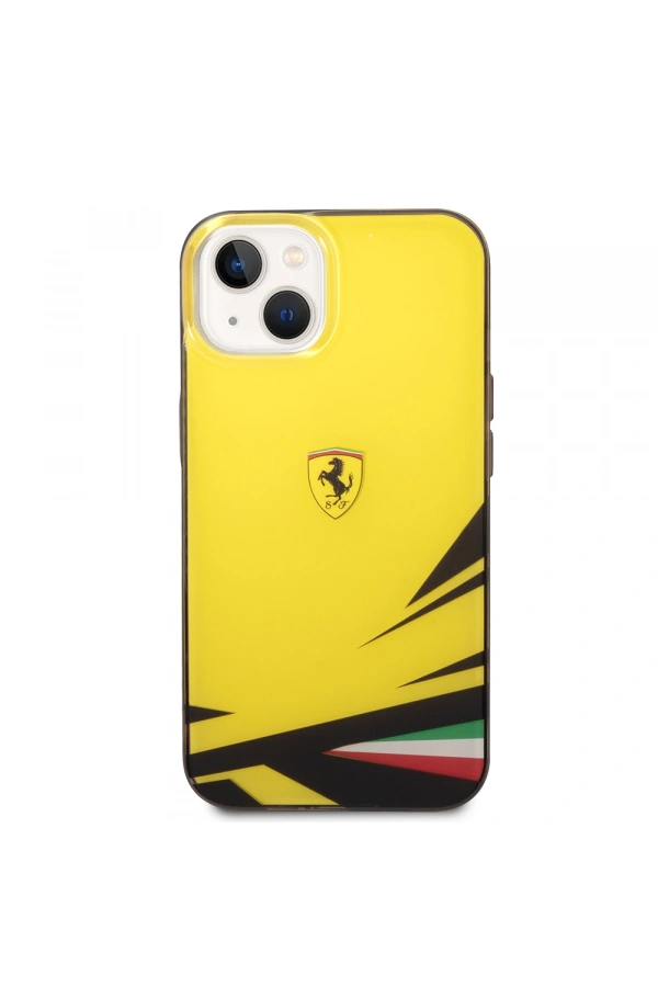 Apple iPhone 14 Kılıf Ferrari Orjinal Lisanslı Baskı Logolu İtalyan Bayrak Baskılı Dizayn Kapak
