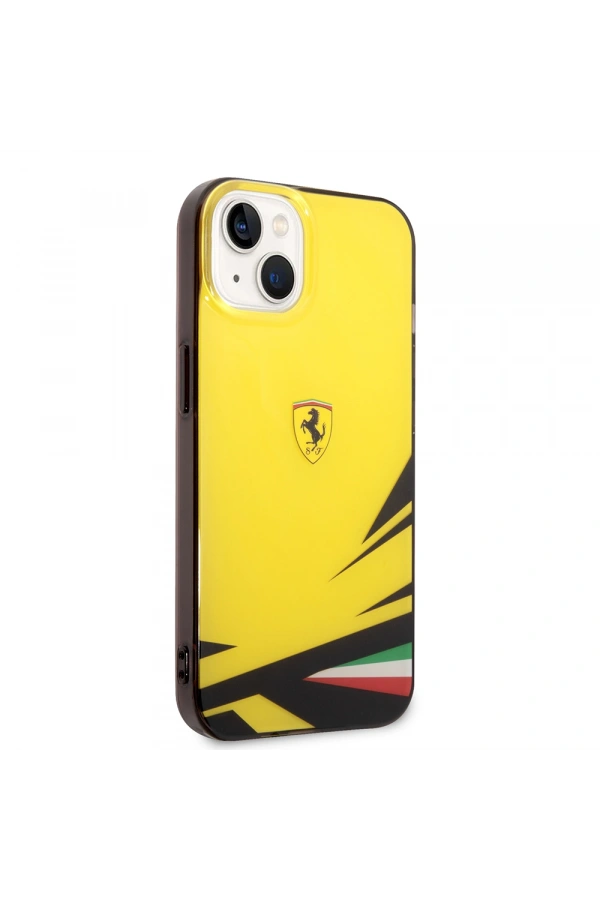 Apple iPhone 14 Kılıf Ferrari Orjinal Lisanslı Baskı Logolu İtalyan Bayrak Baskılı Dizayn Kapak