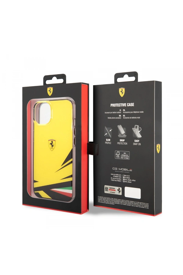 Apple iPhone 14 Kılıf Ferrari Orjinal Lisanslı Baskı Logolu İtalyan Bayrak Baskılı Dizayn Kapak