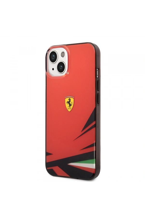 Apple iPhone 14 Kılıf Ferrari Orjinal Lisanslı Baskı Logolu İtalyan Bayrak Baskılı Dizayn Kapak
