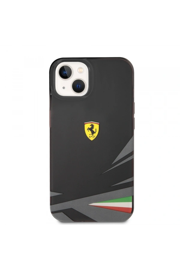 Apple iPhone 14 Kılıf Ferrari Orjinal Lisanslı Baskı Logolu İtalyan Bayrak Baskılı Dizayn Kapak