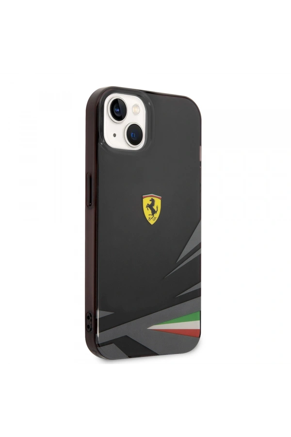 Apple iPhone 14 Kılıf Ferrari Orjinal Lisanslı Baskı Logolu İtalyan Bayrak Baskılı Dizayn Kapak