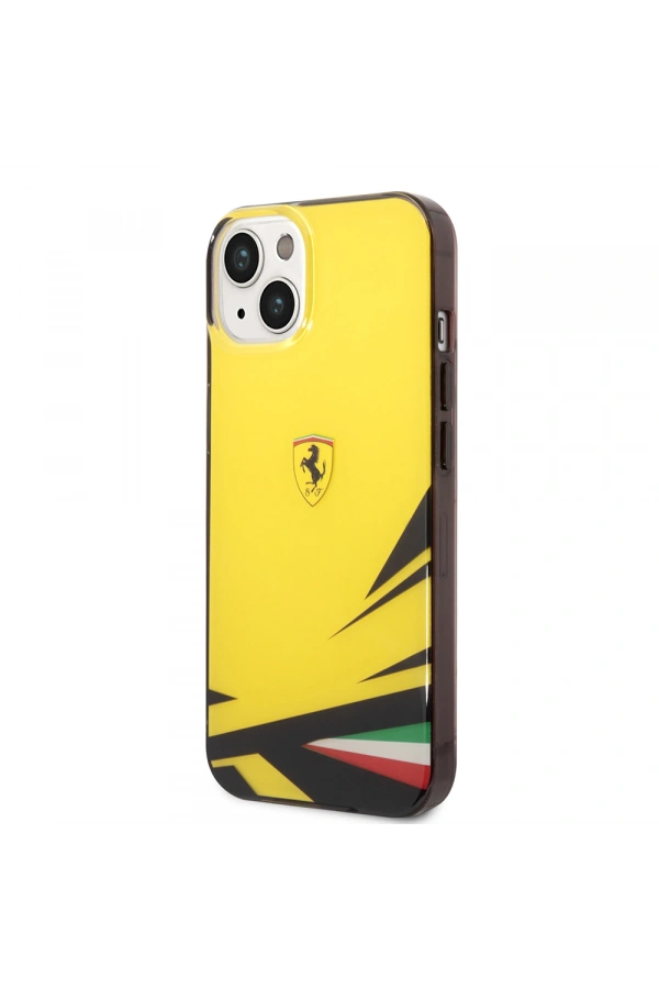 Apple iPhone 14 Kılıf Ferrari Orjinal Lisanslı Baskı Logolu İtalyan Bayrak Baskılı Dizayn Kapak
