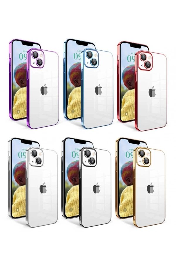 Apple iPhone 14 Kılıf Kamera Korumalı Renkli Çerçeveli Zore Garaj Kapak