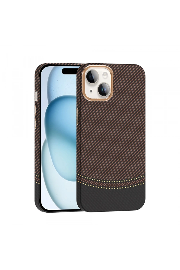 Apple iPhone 14 Kılıf M-safe Şarj Özellikli Karbon Fiber Görünümlü Zore Gros Kapak