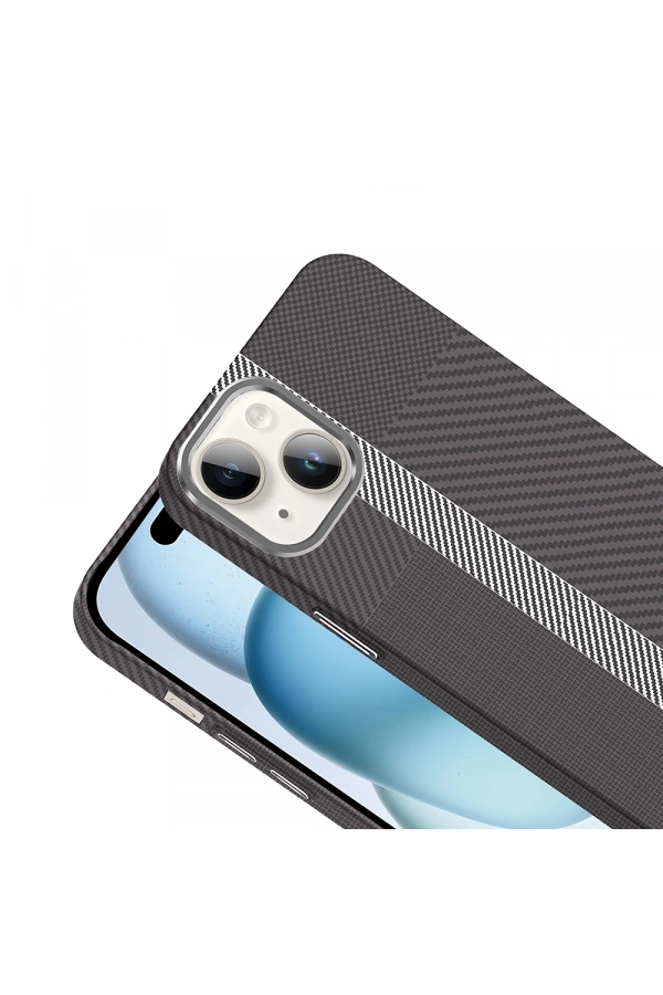 Apple iPhone 14 Kılıf M-safe Şarj Özellikli Karbon Fiber Görünümlü Zore Gros Kapak