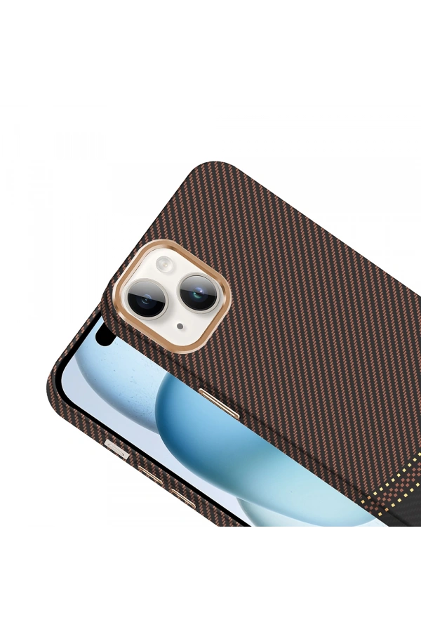 Apple iPhone 14 Kılıf M-safe Şarj Özellikli Karbon Fiber Görünümlü Zore Gros Kapak