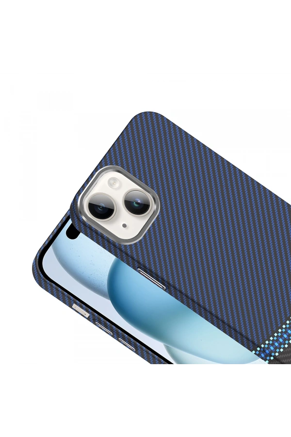 Apple iPhone 14 Kılıf M-safe Şarj Özellikli Karbon Fiber Görünümlü Zore Gros Kapak