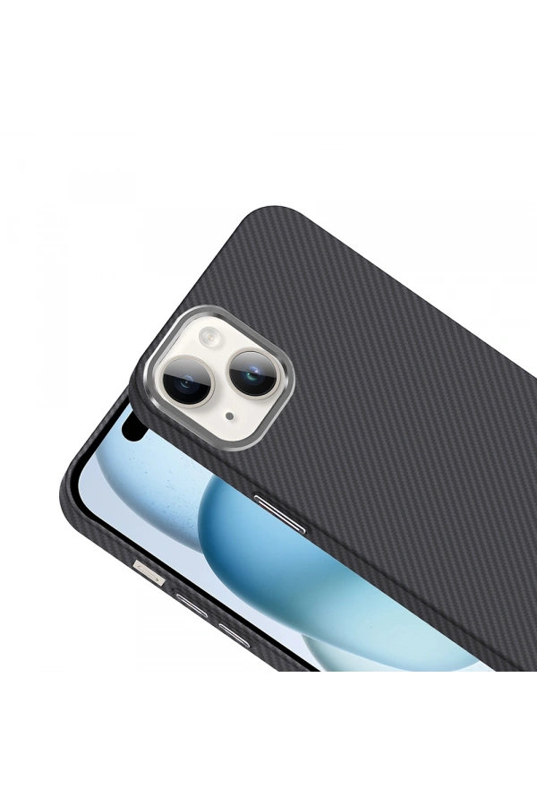 Apple iPhone 14 Kılıf M-safe Şarj Özellikli Karbon Fiber Görünümlü Zore Gros Kapak