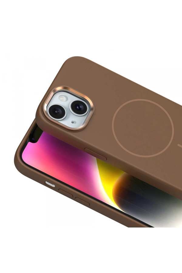 Apple iPhone 14 Kılıf M-Safe Şarj Özellikli Metal Kamera Çerçeveli Zore Edi Silikon Kapak