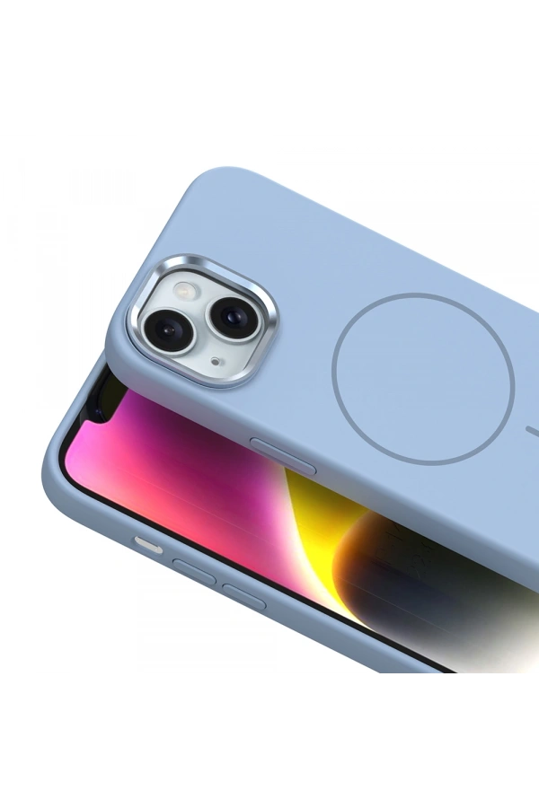 Apple iPhone 14 Kılıf M-Safe Şarj Özellikli Metal Kamera Çerçeveli Zore Edi Silikon Kapak