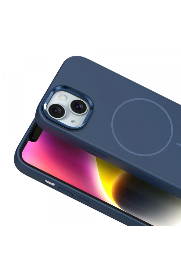 Apple iPhone 14 Kılıf M-Safe Şarj Özellikli Metal Kamera Çerçeveli Zore Edi Silikon Kapak