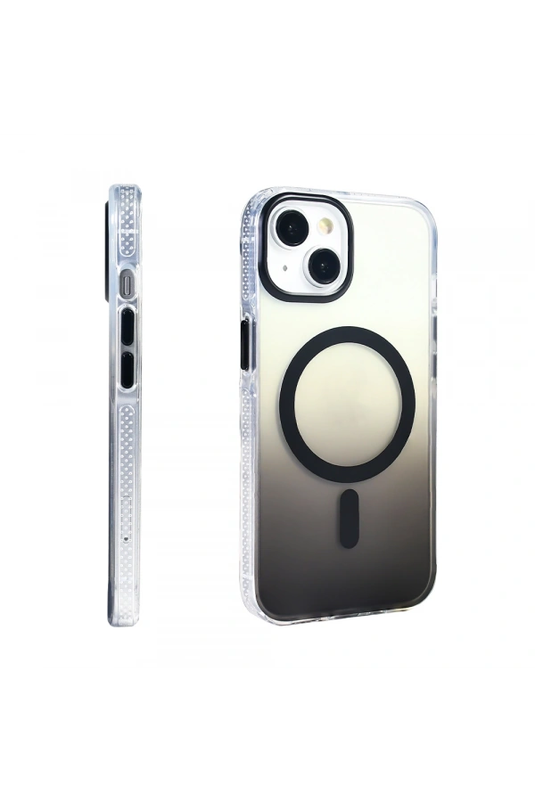 Apple iPhone 14 Kılıf M-safe Şarj Özellikli Transparan Renk Geçişli Zore Toros Kapak
