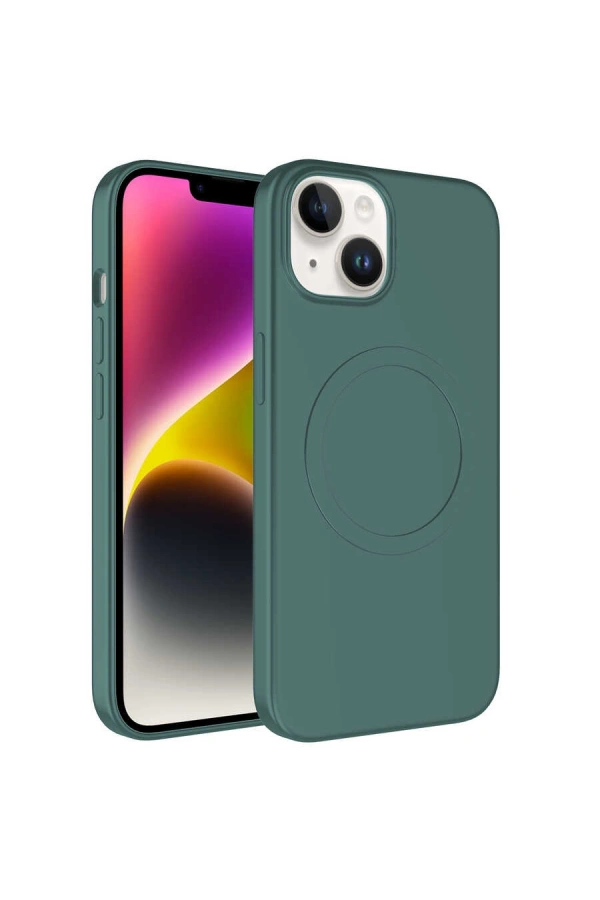 Apple iPhone 14 Kılıf M-safe Wireless Şarj Özellikli Pastel Renk Silikon Zore Plas Kapak