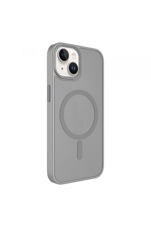 Apple iPhone 14 Kılıf Mat Arka Yüzey Wireless Şarj Özellikli Zore Flet M-safe Kapak