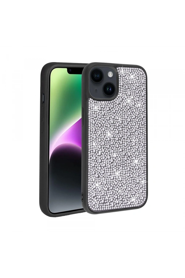 Apple iPhone 14 Kılıf Parlak Taşlı Tasarım Zore Ston Kapak